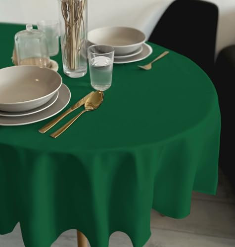 Rollmayer Tischdecke Tischtuch Tischwäsche Gastronomie Kollektion Vivid Uni einfarbig pflegeleicht waschbar 21 Farben zur Auswahl, Produkt für den täglichen Gebrauch(Smaragdgrün 46, Oval 140x220cm)