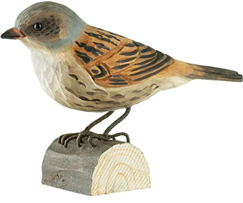 WILDLIFEGARDEN Wildlife Garden WG427 DecoBird Heckenbraunelle - Handgeschnitzter Dekorative Vogel aus Holz - Kleine Europäische Vögel