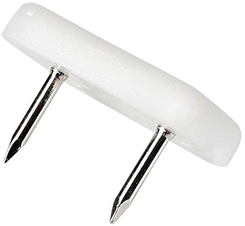Adsamm® / 32 x scivoli in plastica con 2 chiodi / bianchi / 18x30 mm / rettangolari / puntali sottosedia in polietilene con chiodi / piedini protettivi per arredi