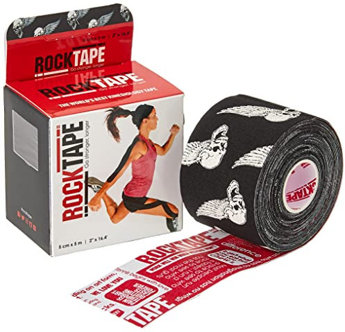 RockTape Unisex-Adult Std Standard Tape, 5cm x 5m, Skull schwarz, 1 Stück, Rosa Schädel