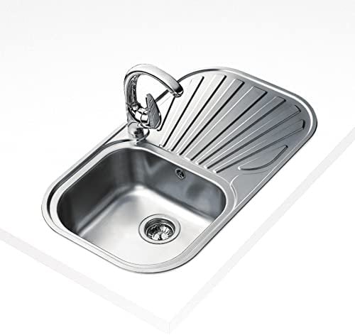 Teka Stylo 1C 1E - Fregadero, 1 Cubeta y Escurridor, para Mueble de 45cm, Cubeta de Acero Inoxidable, Fácil Instalación, Diseño Moderno, Color Acero Inoxidable