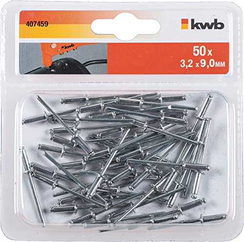 kwb Blind-Nieten/Popnieten Ø 3,2 mm, Länge 9 mm, aus Aluminium, mit verzinktem Stift, für handelsübliche Blindniet-Zangen