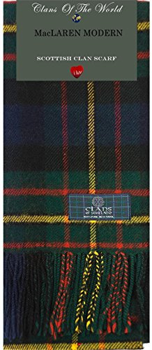 I LUV LTD MacLaren Modern Tartan Clan Scarf 100% Soft Lambswool