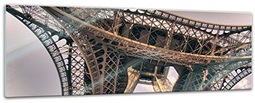 Glasbild - Pariser Eiffelturm - Frankreich - 120x40 cm - Deko Glas - Wandbild aus Glas - Bild auf Glas - Moderne Glasbilder - Glasfoto - Echtglas - kein Acryl - Handmade