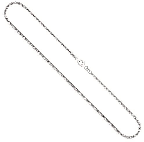 EDELIND 585 Gold Halskette Herren 2.4 mm Ankerkette Rund 14 Karat Weißgold Kette Länge 45cm Echtgold Goldkette Gewicht ca. 8.2 g mit Schmuck Geschenk Box