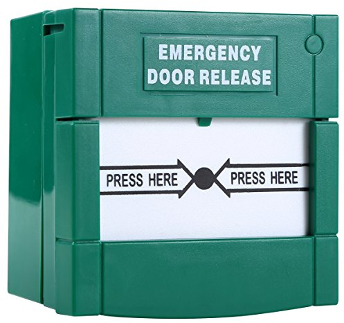 UHPPOTE Key Resettable Fire Emergency Break Glass Button Release Switch | SPDT Single Pole, NO NC COM Dry Contact, Surface Mount, Color Green