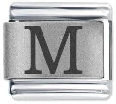 Quiges - 9mm Laser geätzt Italian Style Modul Edelstahl Alphabet Buchstabe M für Italienische Armbänder