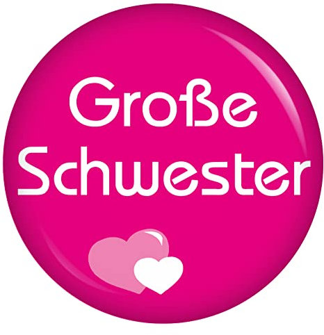Kiwikatze Button große Schwester 37 mm Ansteckbutton Geschenkanhänger zu Weihnachten, Geburtstag, Taufe oder einfach so. Auch als Platzkarte oder Namenskarte