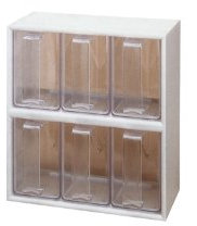 Schüttenblock 6fach weiß / glasklar incl. Schütten u Schüttenrahmen Kunststsoff f Küche Einbauschütte Schüttensatz