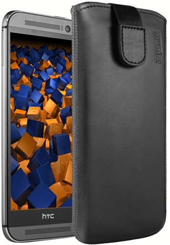 mumbi Echt Ledertasche kompatibel mit HTC One M8 / M8s Hülle Leder Tasche Case Wallet, schwarz