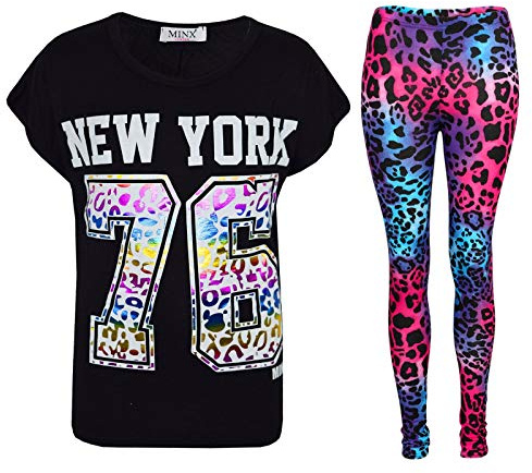 A2Z 4 Kids Girls New York 76 Trendy Top Legging Set Fashion T Shirt New Age 7 8 9 10 11 12 13 Years
