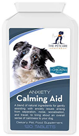 The Petcare Factory Anxiety Calming Aid For Dogs, With Taurine, Inositol, L-Theanine, Thiamine (Vitamin B1), 120 Tablets, Natural Human Grade Ingredients, Non-Drowsy, UK Manufactured