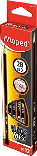 Maped - 12x ergonomischer Drei-Kant-Bleistift BLACK'PEPS aus FSC 100%-zertifiziertem Holz - 2B sehr weich