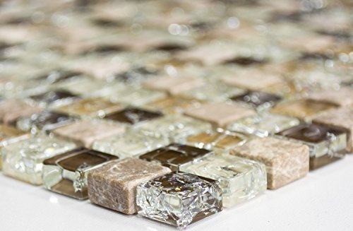 mosaico piastrelle di rete quadrata Crystal/Pietra Mix Emperador vetro mosaico traslucido trasparente chiaro 3d