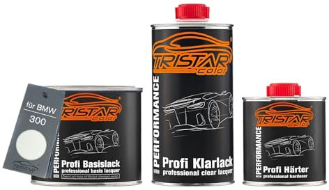 TRISTARcolor Autolack Set Dose spritzfertig für BMW 300 Alpinweiss III/Alpine White 3 Basislack + 2K Klarlack 1,25L