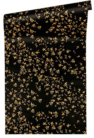 A.S. Création Floral Wallpaper Versace 4 Non-Woven Wallpaper 10.05 m x 0.70 m Black Gold Made in Germany 935854 93585-4