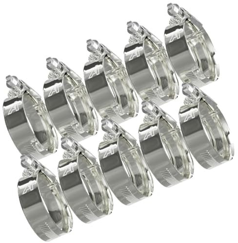 10 Pack - 13mm > 20mm Worm Drive Jubilee Type Hose Pipe Clips Zinc Plated