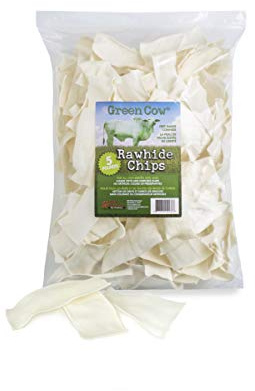 GreenCow Rawhide Chips 5-Pound Bag - Premium Large Dog Rawhide Chews - Ideal for Agressive Chewers Dog Rawhide Treats - Durable Rawhide Bones for Large Dogs