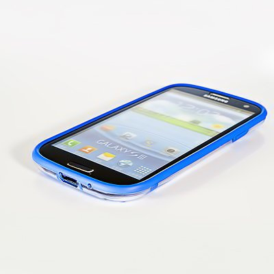Samsung Galaxy S3 Bumper, Hülle Cover Slim Case [Silikon TPU Rahmen] Stoßfeste Handyhülle für Samsung Galaxy S3 Neo Schutzhülle [Blau-Transparent]