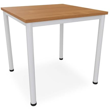 Dila GmbH Schreibtisch Verschiedene Größen und Farben, Konferenztisch graues Metallgestell, Stabiler Besprechungstisch Arbeitstisch, Bürotisch hauseigene Fertigung (B: 80 cm x T: 80 cm, Buche)