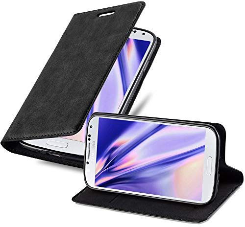 Cadorabo Custodia Libro per Samsung Galaxy S4 MINI in NERO DI NOTTE - con Vani di Carte, Funzione Stand e Chiusura Magnetica - Portafoglio Cover Case Wallet Book Etui Protezione