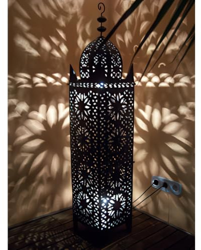 Orientalische Laterne Frane handgefertigt aus Metall in Schwarz 130 cm