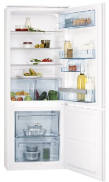 AEG SANTO SCS51400S1 Réfrigérateur/congélateur encastrable/A+ / 144,1 cm de hauteur / 238 kWh/an / 170 l Partie de refroidissement/Compartiment de congélation 53L / Système de porte à remorque/Blanc