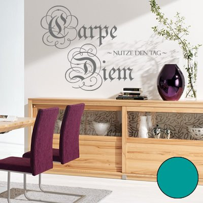Klebesüchtig A275 Wandtattoo Carpe Diem 88cm x 60cm türkis Dekoration - Bad - Wohnzimmer - Aufkleber - Wandsticker