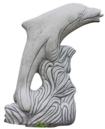 Wasserspeier Delfin, Delphin, Tierfigur aus Steinguss, Frostfest