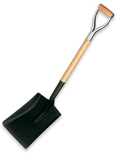 Pelle carrée - Modèle 8541 MA - Pelle métallique avec manche béquille en bois - Dimensions de la tête 27 x 35 cm - Poids 1850 g - Très résistante - Outil d'entretien du jardin - Altuna