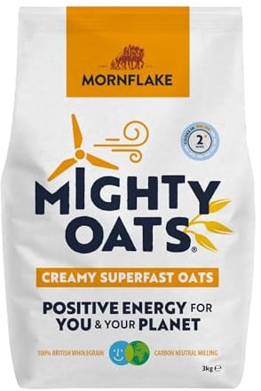 Mornflake - Superfast Oats 1x 3kg 100% Wholegrain Oats All Natural Ingredients, High In Fibre. Creamy, Perfect For Breakfast Porridge Oats, Overnight Oats & Granola. Suitable For Vegan Diet