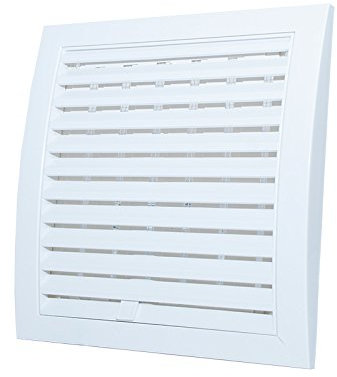 Grille d'aération blanche 190 mm x 190 mm avec volet réglable et moustiquaire 19,1 x 19,1 cm OW7