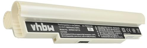 vhbw batteria compatibile con Samsung N110, N120, N130, N140, N510, NC10, NC20, ND10, ND20 notebook (6600mAh, 11,1V, Li-Ion) bianco