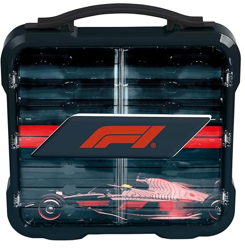 Theo Klein 2475 F1® - Sammelkoffer mit leuchtendem Logo für 18 Autos, 1:64