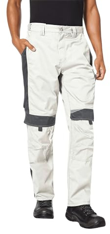 pka BESTWORK Arbeitshose Herren mit Stretch-Bund & Kniepolster-Taschen in Weiß/Grau Größe 24