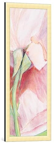 kunst für alle Bild mit Bilder-Rahmen: Katharina Reichert Vertikale Rosen I - dekorativer Kunstdruck, hochwertig gerahmt, 35x100 cm, Gold gebürstet