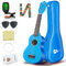 Everjoys Soprano Ukulele, Uculele da 21 Pollici con Borsa, Accordatore, Corde Aggiuntive, Cinturino, Plettri, Okulele Strumento Musicale per Adulti, Bambini, Blu