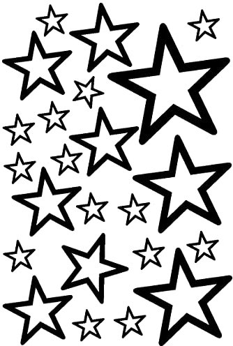 Samunshi® Wandtattoo Sterne Set 'Outline' runde Ecken 14x2,5cm6x5cm2x7,5cm1x10cm schwarz