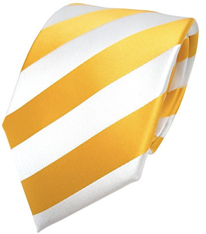 TigerTie Schicke Designer Krawatte - Schlips Binder gelb goldgelb weiß gestreift - Tie