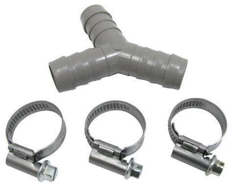 First4spares Universal Washing Machine Pipe Tube Y Piece Drain Hose Connector and Clips Kit (17mm / 19mm)