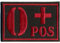 0+POS Blutgruppe 0 Positiv Military Survivor Biker Rotkreuz Abzeichen Aufnäher