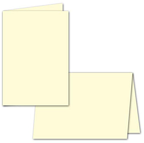 50x faltbares Einlege-Papier für DIN A5 Doppelkarten - cremefarben - 297 x 210 mm (210 x 148 mm gefaltet) - ideal zum Bedrucken mit Tinte und Laser - hochwertig mattes Papier von GUSTAV NEUSER
