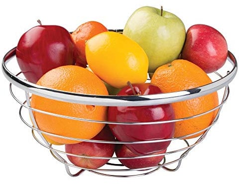 iDesign Round Fruit Bowl, Modern Wire Basket for Fruit & Vegetables Made of Metal, Silver, 30.5 x 30.5 x 15.2