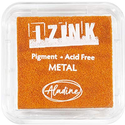Stempelkissen Izink Pigment Stempelfarbe - Stempelkissen Classic schnelltrocknend – Scrapbooking, Embossing und kreative Kartengestaltung – Größe 5x5cm (Metal Yellow)