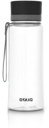 EQUA PV 20 PCRN Trinkflasche 0,6 Liter aus Tritan BPA-frei, auslaufsicher, leicht und robust, schwarz