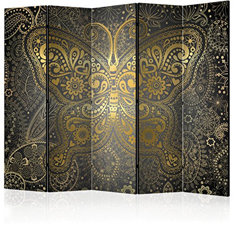 murando Raumteiler Mandala Ornament Oriental Foto Paravent 225x172 cm beidseitig auf Vlies-Leinwand Bedruckt Trennwand Spanische Wand Sichtschutz Raumtrenner grau gelb braun p-A-0004-z-c