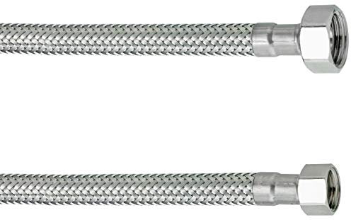 Cornat T317328270 Flexibler Verbindungsschlauch, Hochwertige Edelstahl Umflechtung, Anschlussschlauch für Wasserhahn, Armaturenschlauch Flexschlauch, Silber, 200 mm, 1/2 Zoll und 3/8 Zoll IG