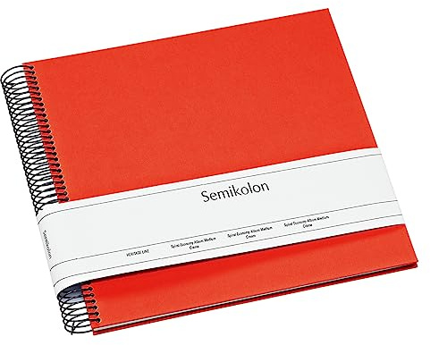 Semikolon 352956 Spiral Album Economy Medium - 23x22,3 cm - Fotoalbum, 40 Seiten cremeweiß, Fotobuch, orange orange
