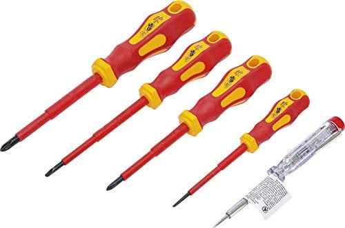 BGS Diy 35815 | Juego de destornilladores para electricista | planos/y cruz | 5 piezas