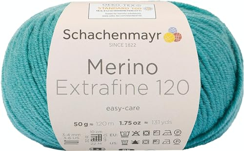 Schachenmayr Merino Extrafine 120 9807552-00176 meergrün Handstrickgarn, Schurwolle